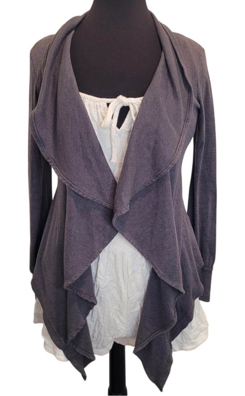 Converse Gray Waterfall Cardigan XS Grunge Goth Campus College School Academia